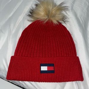 Red Tommy Hilfiger beanie
